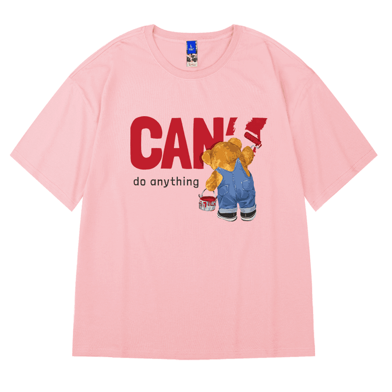 白Tシャツ メンズ くまくん挑戦者 ゆったり半袖