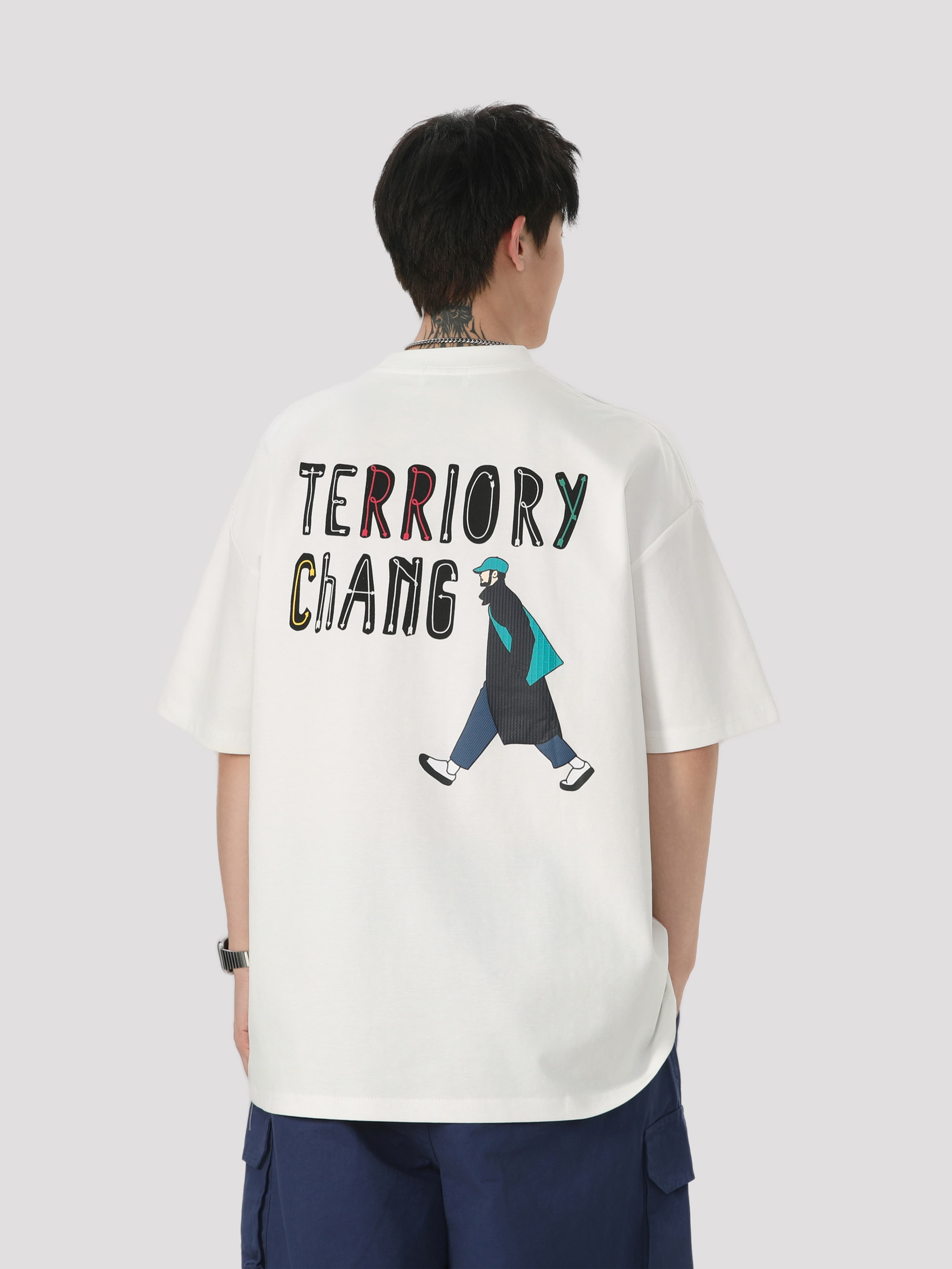白Tシャツ メンズ 胸元ワンポイント刺繍ゆったり半袖