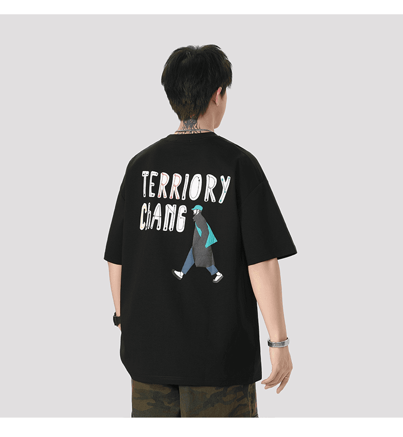 白Tシャツ メンズ 胸元ワンポイント刺繍ゆったり半袖