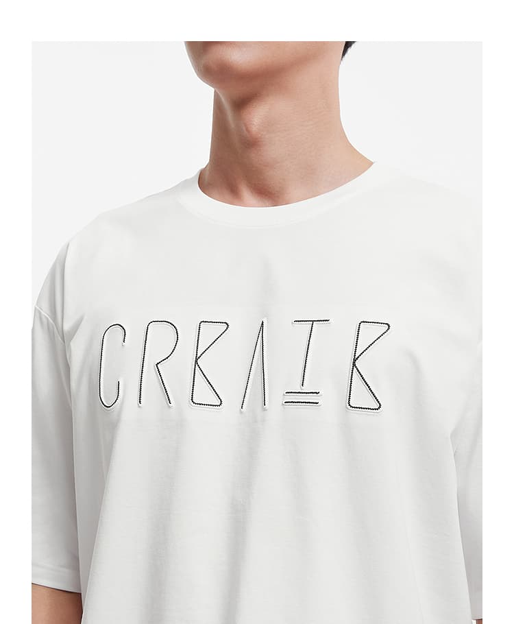 白Tシャツ メンズ 創造文字デザイン五分袖カットソー