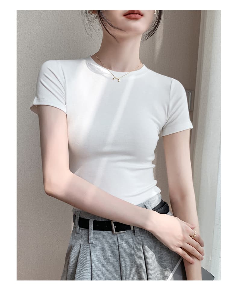 白Tシャツ なめらか美姿勢フィット半袖シャツ