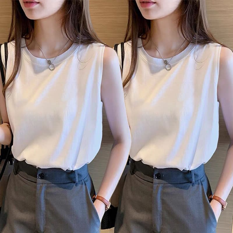 白Tシャツ レディース シンプル上質ノースリーブトップス