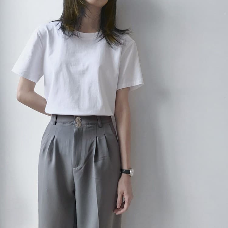 白Tシャツ レディース なめらか素肌ベーシック半袖