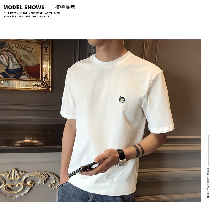 白Tシャツ シンプル胸元ワンポイント半袖