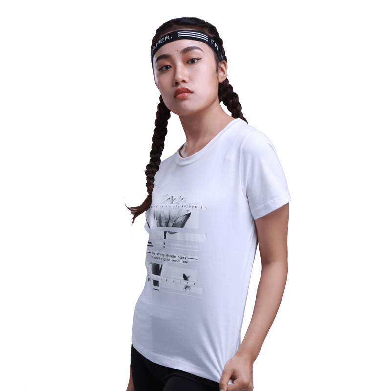白Tシャツ レディース 花と詩のグラフィックティーシャツ