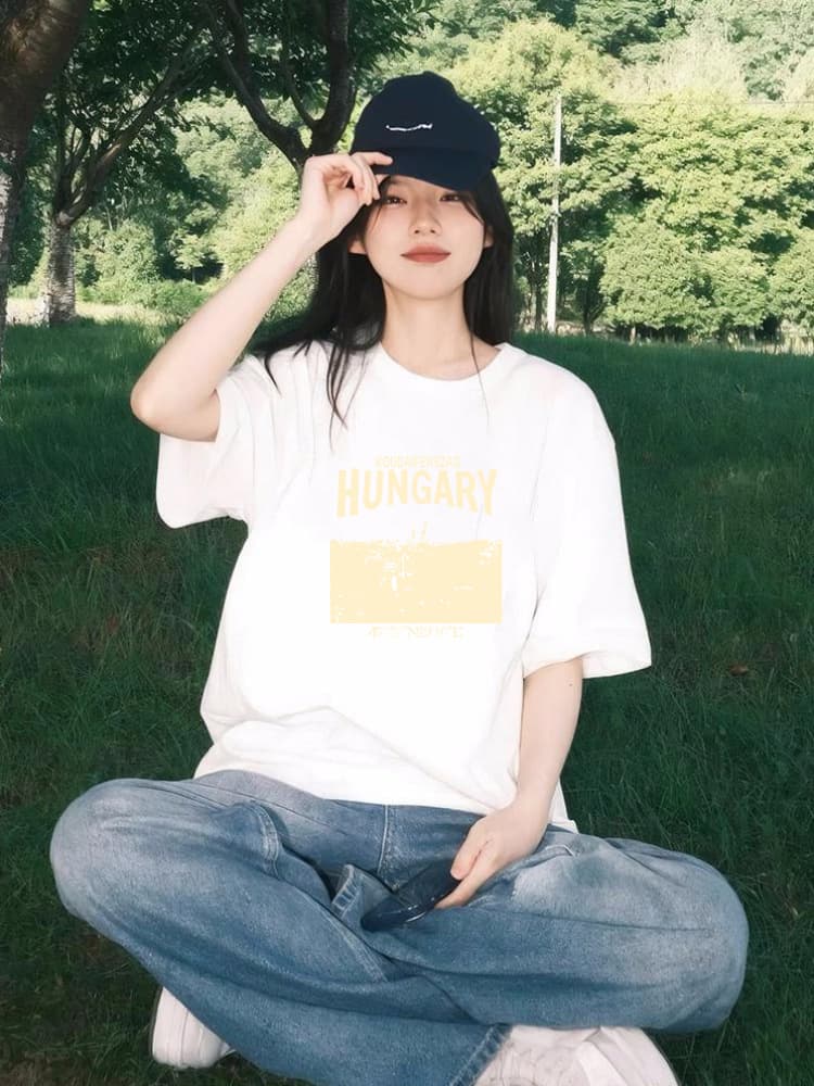 白Tシャツ レディース ゆったりレタープリント半袖Tシャツ