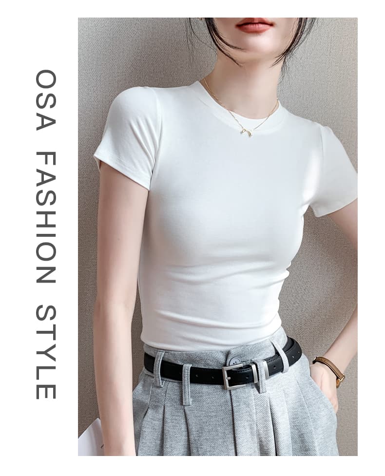 白Tシャツ なめらか美姿勢フィット半袖シャツ